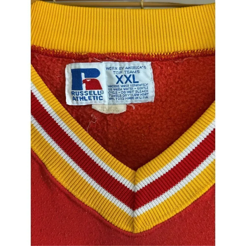 Russell Athletic Kansas City Chiefs XXL Vintage V Neck Pullover Sweatshirt